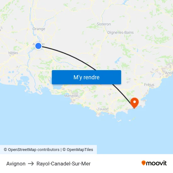 Avignon to Rayol-Canadel-Sur-Mer map