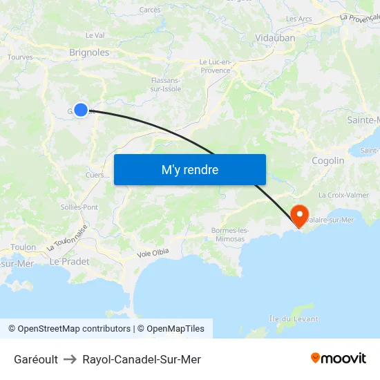 Garéoult to Rayol-Canadel-Sur-Mer map