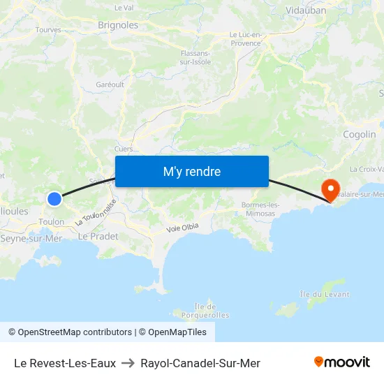 Le Revest-Les-Eaux to Rayol-Canadel-Sur-Mer map