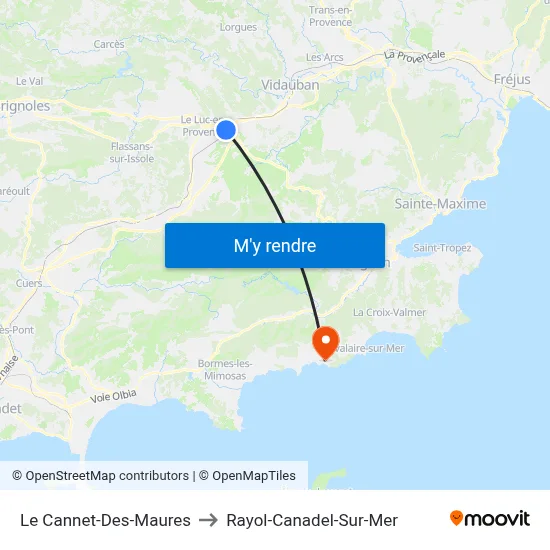 Le Cannet-Des-Maures to Rayol-Canadel-Sur-Mer map
