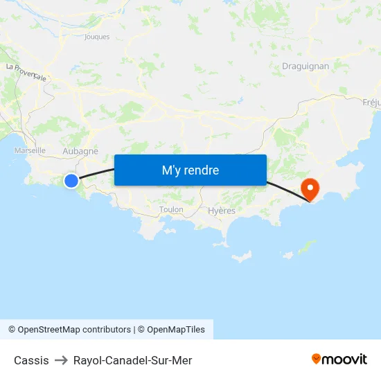 Cassis to Rayol-Canadel-Sur-Mer map