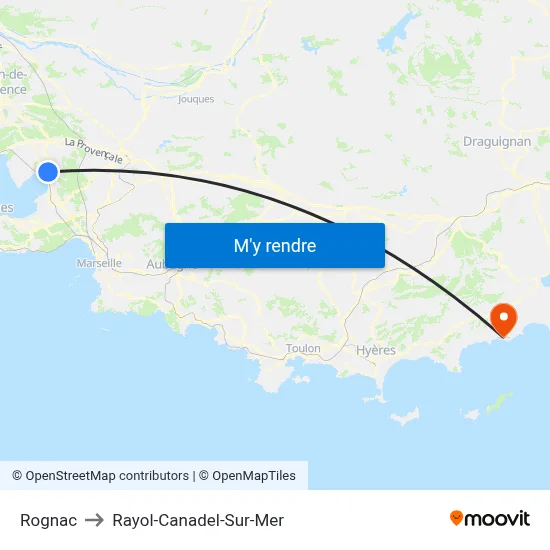 Rognac to Rayol-Canadel-Sur-Mer map