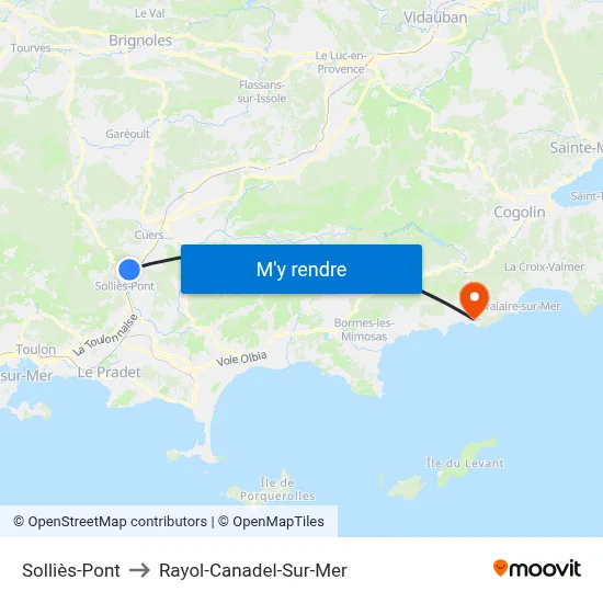 Solliès-Pont to Rayol-Canadel-Sur-Mer map