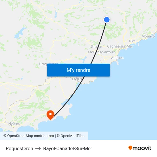 Roquestéron to Rayol-Canadel-Sur-Mer map