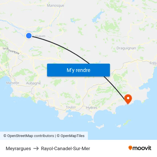 Meyrargues to Rayol-Canadel-Sur-Mer map
