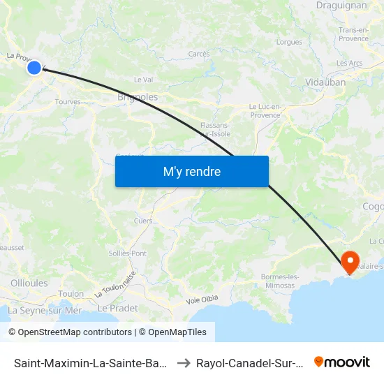 Saint-Maximin-La-Sainte-Baume to Rayol-Canadel-Sur-Mer map