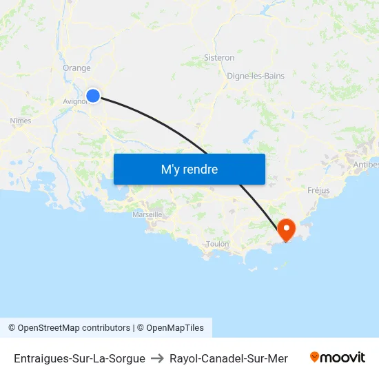 Entraigues-Sur-La-Sorgue to Rayol-Canadel-Sur-Mer map