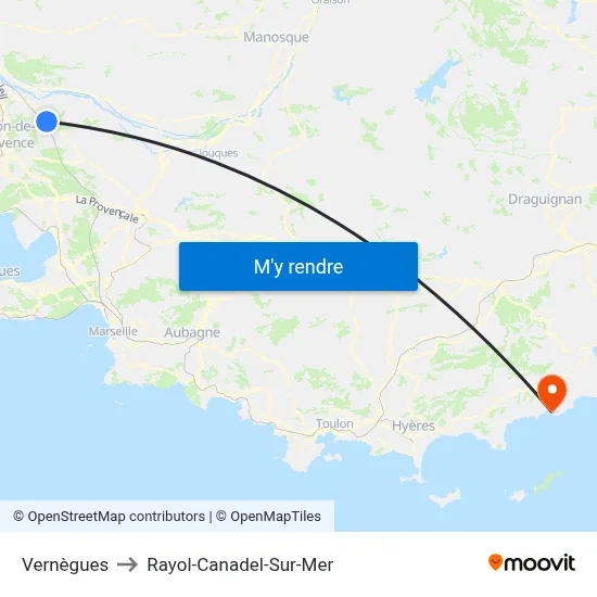 Vernègues to Rayol-Canadel-Sur-Mer map