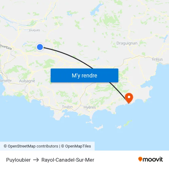 Puyloubier to Rayol-Canadel-Sur-Mer map