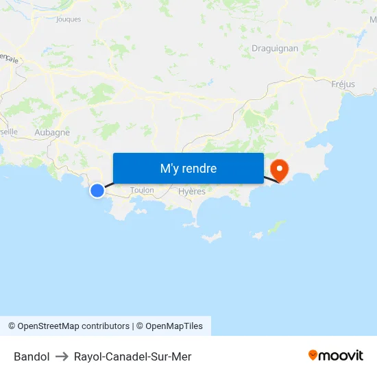 Bandol to Rayol-Canadel-Sur-Mer map