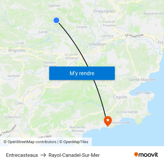 Entrecasteaux to Rayol-Canadel-Sur-Mer map