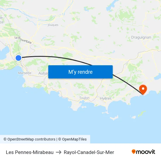 Les Pennes-Mirabeau to Rayol-Canadel-Sur-Mer map