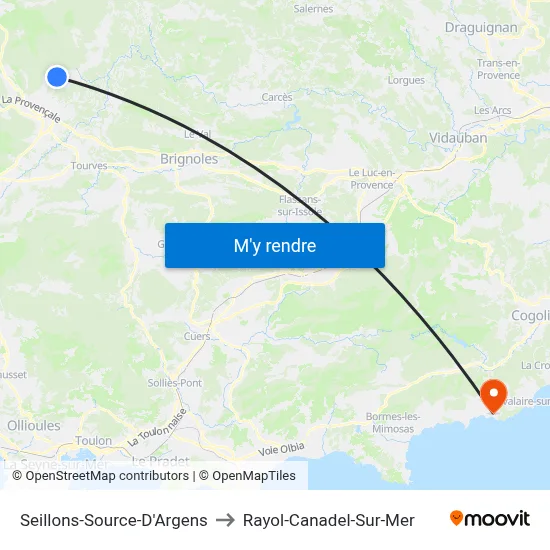 Seillons-Source-D'Argens to Rayol-Canadel-Sur-Mer map