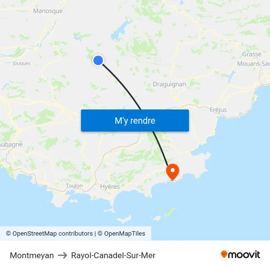 Montmeyan to Rayol-Canadel-Sur-Mer map
