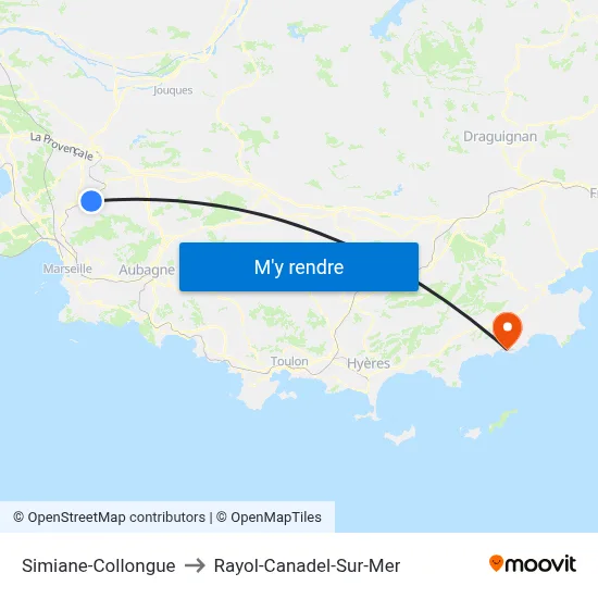 Simiane-Collongue to Rayol-Canadel-Sur-Mer map