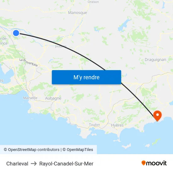 Charleval to Rayol-Canadel-Sur-Mer map