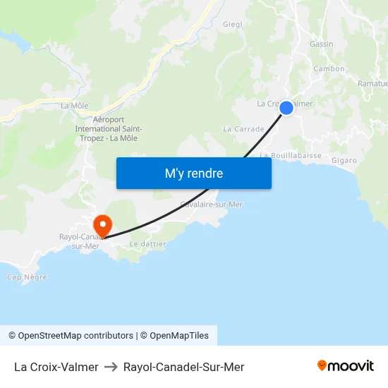 La Croix-Valmer to Rayol-Canadel-Sur-Mer map