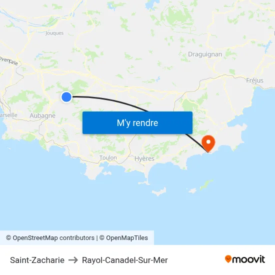 Saint-Zacharie to Rayol-Canadel-Sur-Mer map