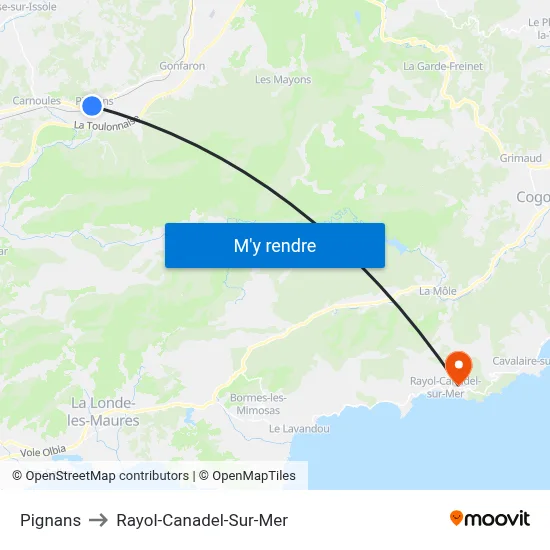 Pignans to Rayol-Canadel-Sur-Mer map