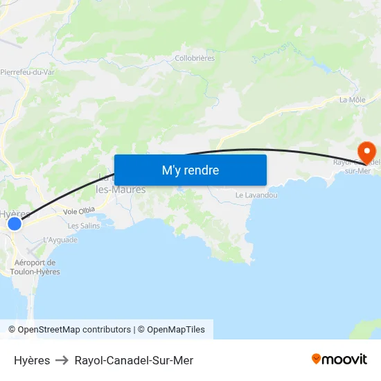 Hyères to Rayol-Canadel-Sur-Mer map
