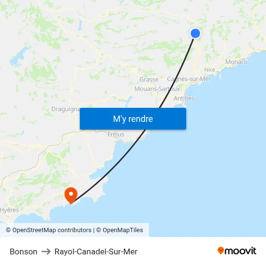 Bonson to Rayol-Canadel-Sur-Mer map