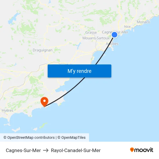 Cagnes-Sur-Mer to Rayol-Canadel-Sur-Mer map
