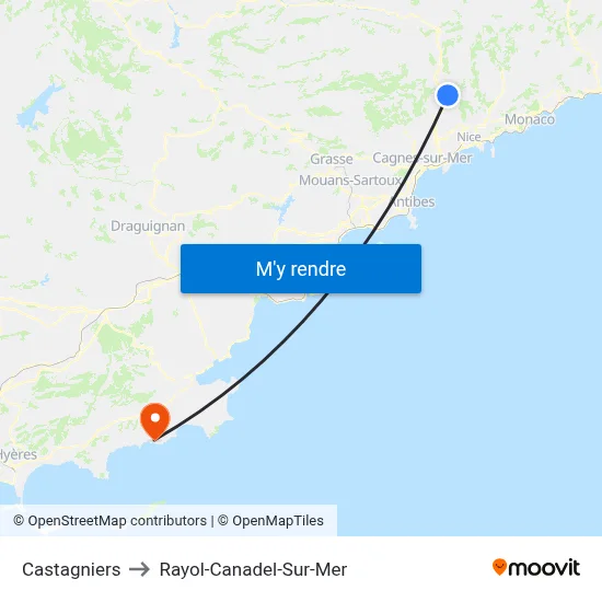 Castagniers to Rayol-Canadel-Sur-Mer map