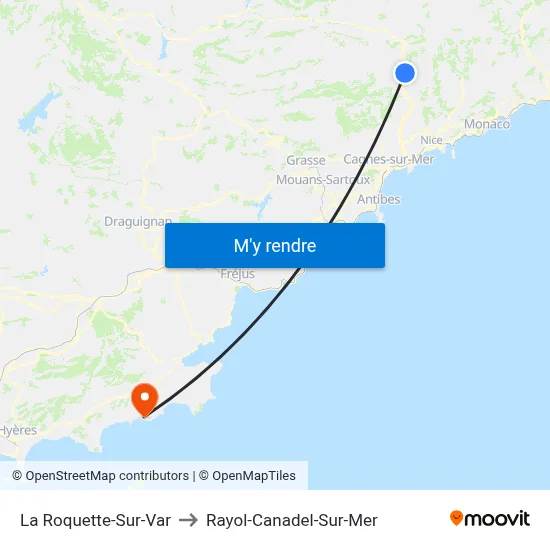 La Roquette-Sur-Var to Rayol-Canadel-Sur-Mer map