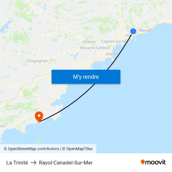 La Trinité to Rayol-Canadel-Sur-Mer map
