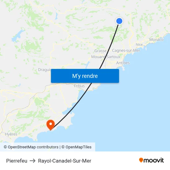 Pierrefeu to Rayol-Canadel-Sur-Mer map