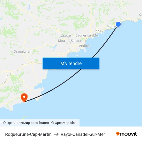 Roquebrune-Cap-Martin to Rayol-Canadel-Sur-Mer map