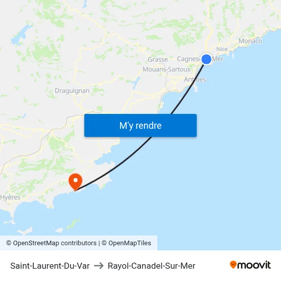 Saint-Laurent-Du-Var to Rayol-Canadel-Sur-Mer map