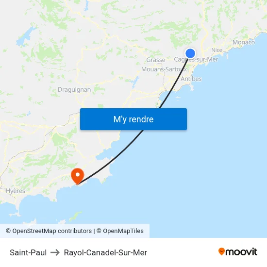 Saint-Paul to Rayol-Canadel-Sur-Mer map