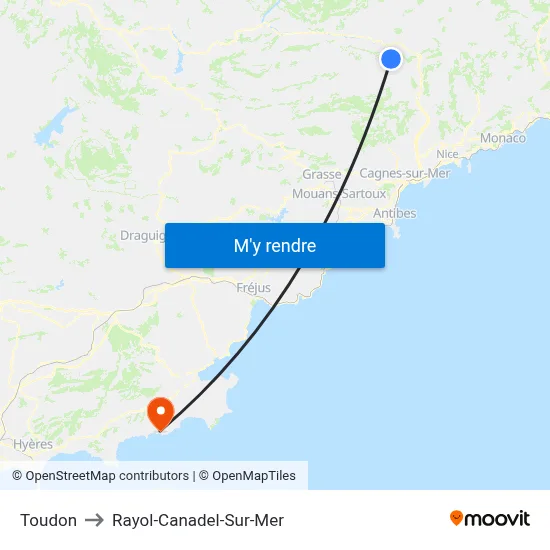 Toudon to Rayol-Canadel-Sur-Mer map