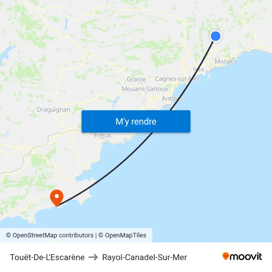 Touët-De-L'Escarène to Rayol-Canadel-Sur-Mer map