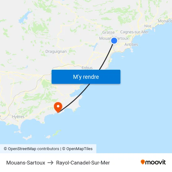 Mouans-Sartoux to Rayol-Canadel-Sur-Mer map