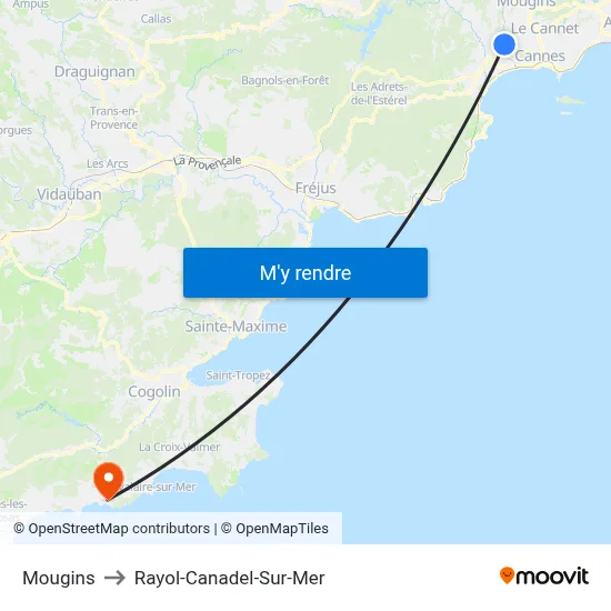 Mougins to Rayol-Canadel-Sur-Mer map
