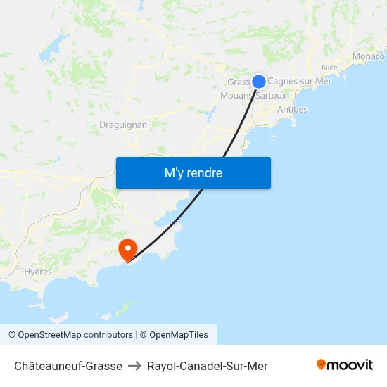 Châteauneuf-Grasse to Rayol-Canadel-Sur-Mer map