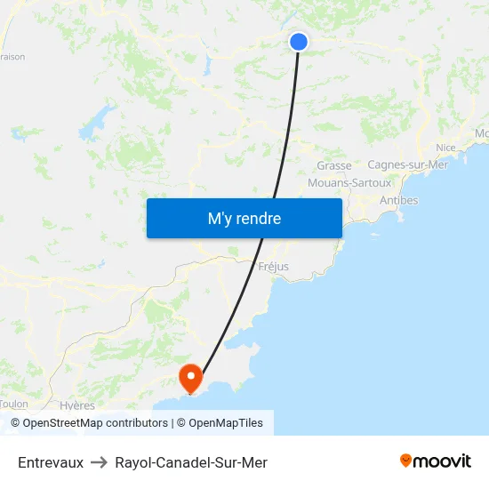 Entrevaux to Rayol-Canadel-Sur-Mer map