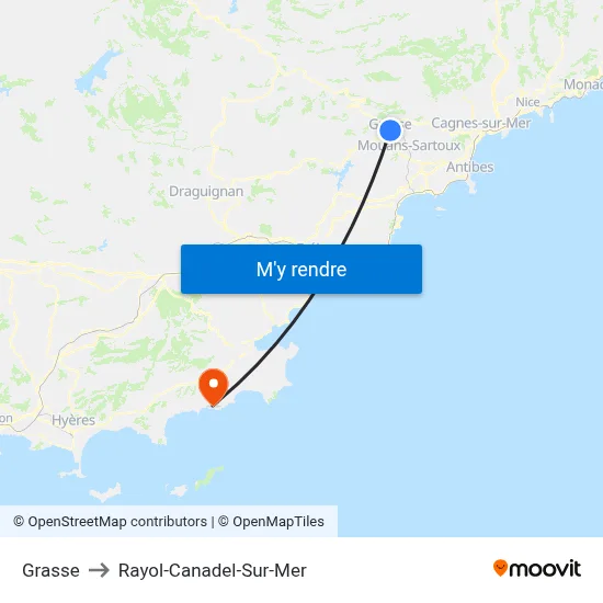 Grasse to Rayol-Canadel-Sur-Mer map
