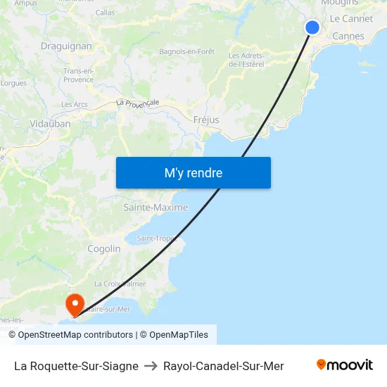 La Roquette-Sur-Siagne to Rayol-Canadel-Sur-Mer map