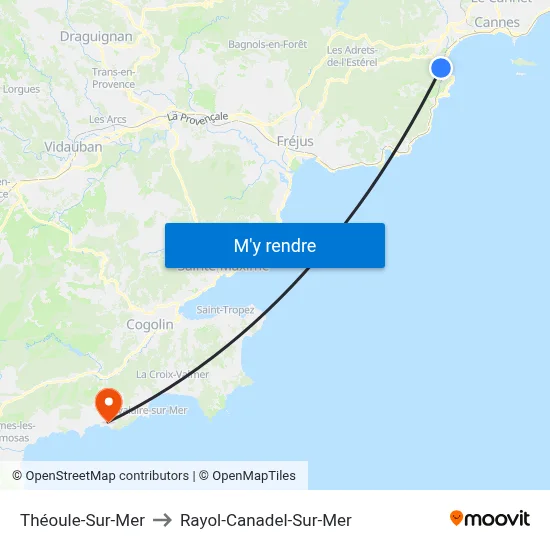 Théoule-Sur-Mer to Rayol-Canadel-Sur-Mer map