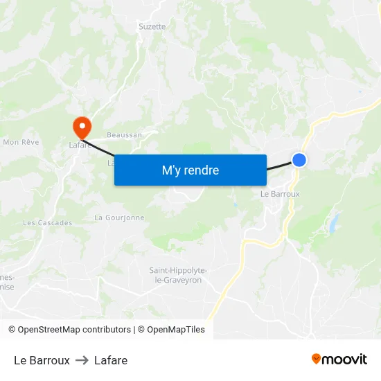 Le Barroux to Lafare map