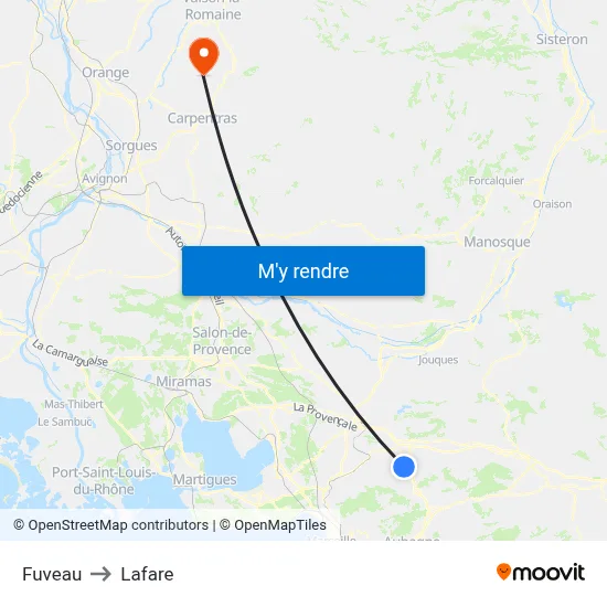 Fuveau to Lafare map
