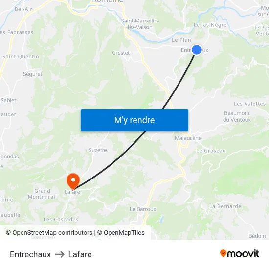 Entrechaux to Lafare map