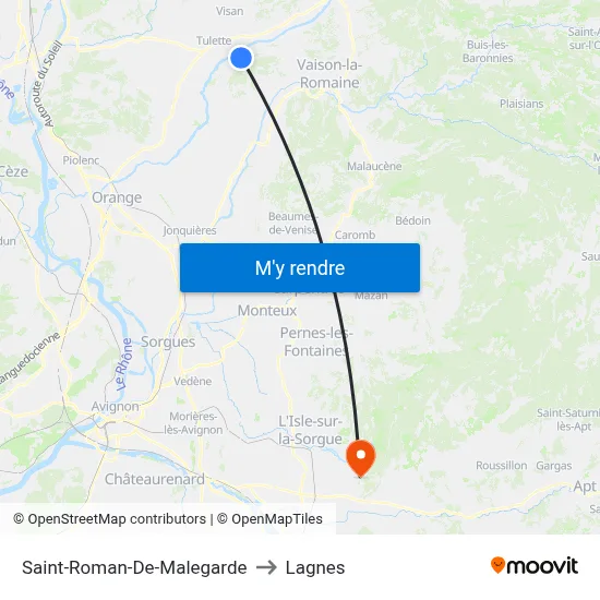 Saint-Roman-De-Malegarde to Lagnes map