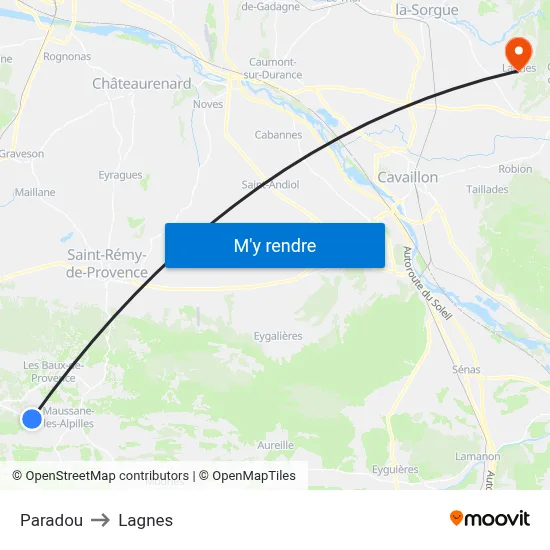 Paradou to Lagnes map