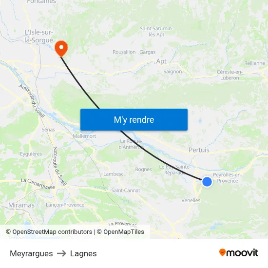Meyrargues to Lagnes map
