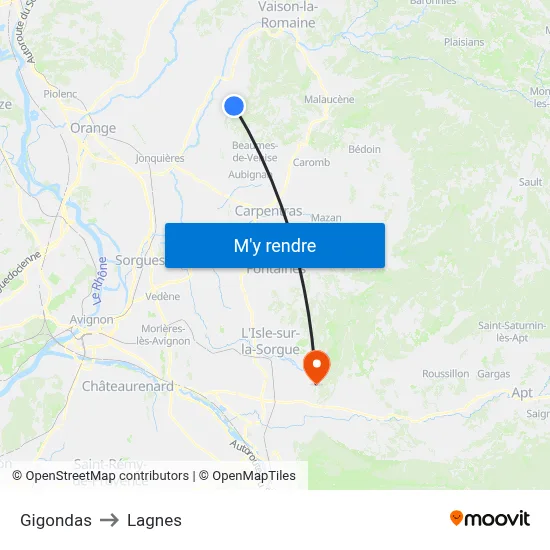 Gigondas to Lagnes map