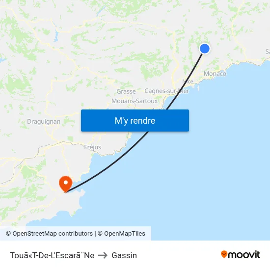 Touã«T-De-L'Escarã¨Ne to Gassin map